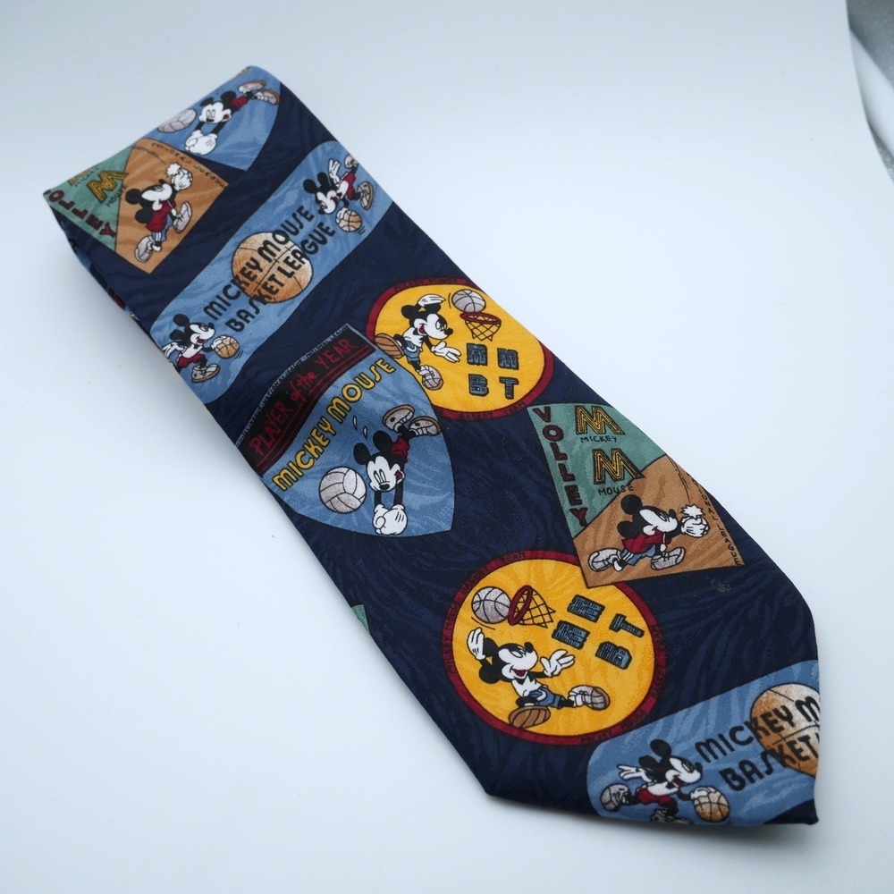 Mickey Vintage Mens Disney Sports Mickey Mouse Basketball Volleyball Tie Navy